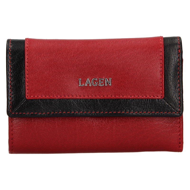 Peňaženky - Lagen dámská peněženka kožená BLC/4390 - červená/černá - RED/BLK