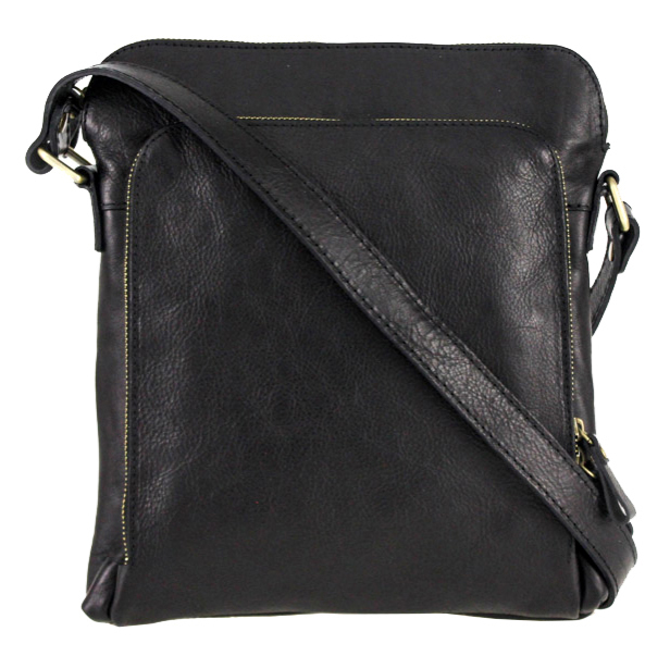 Kožená kvalitní pánská crossbody taška NICO 24x27x8 cm černá